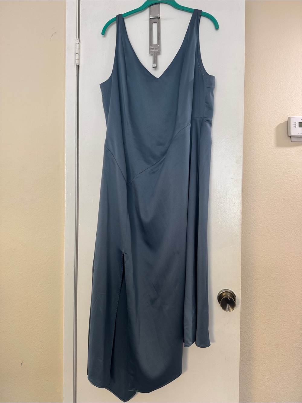 11 Honore Slate Blue Asymmetrical Slip Dress